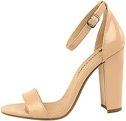 JiangWei Shu Women's Open Toe Heeled Sandal Chunky Heels Party Dress Shoes