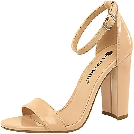JiangWei Shu Women's Open Toe Heeled Sandal Chunky Heels Party Dress Shoes