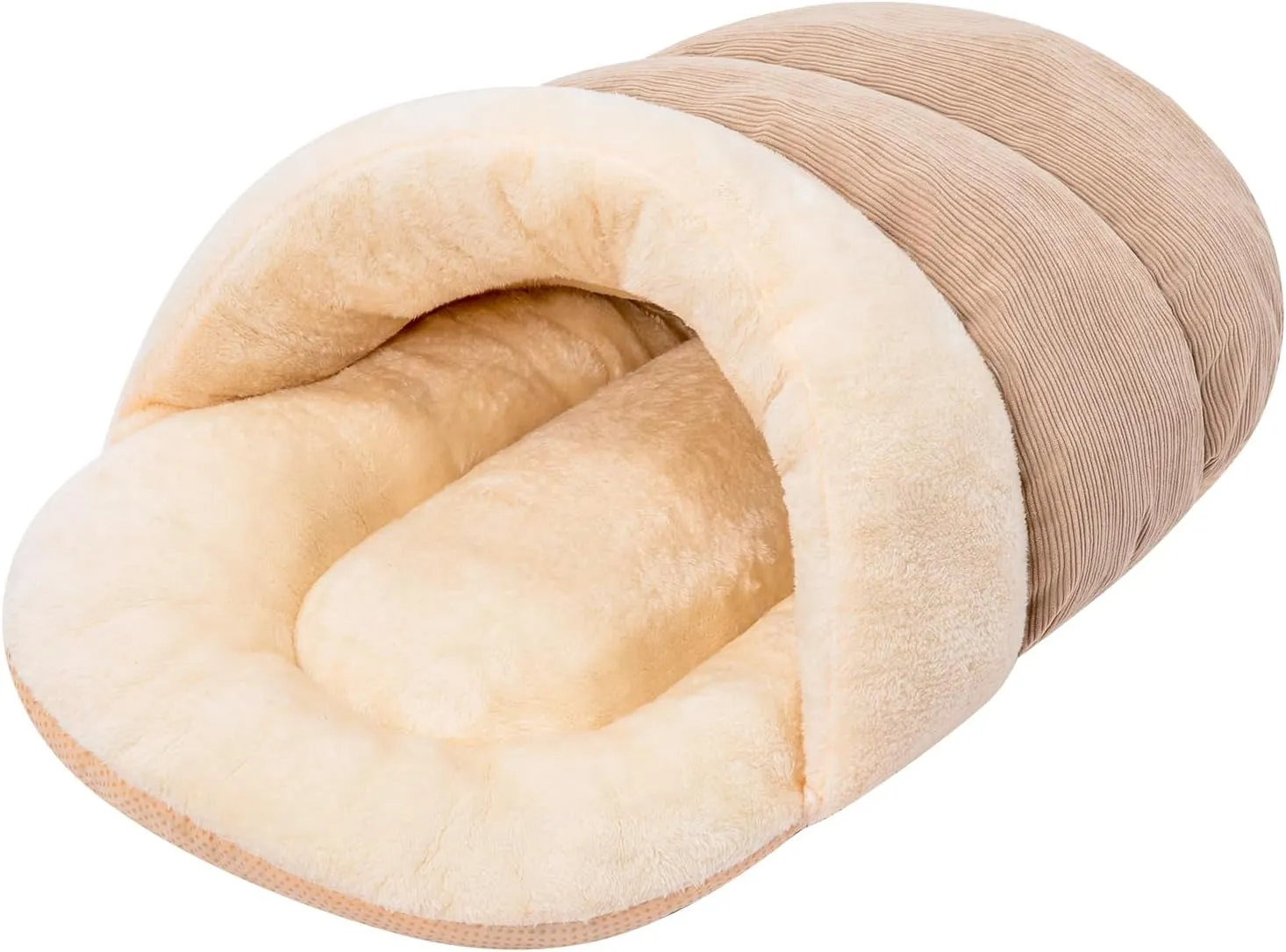 Jiupety Slipper Cat Bed Cave L 25lbs,Camel