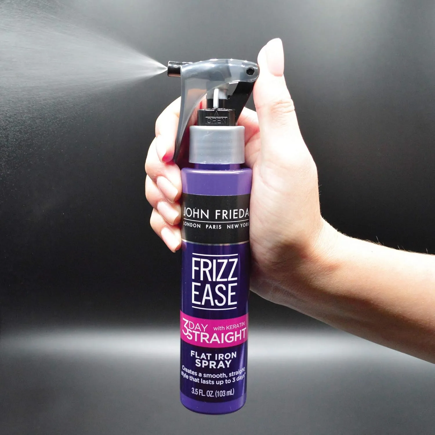 John Frieda Frizz Ease 3-day Flat Iron Spray, Heat-activated Straightening Spray, to Block Out Frizz, with Keratin Protein, 3.5 Ounce (Pack of 6)