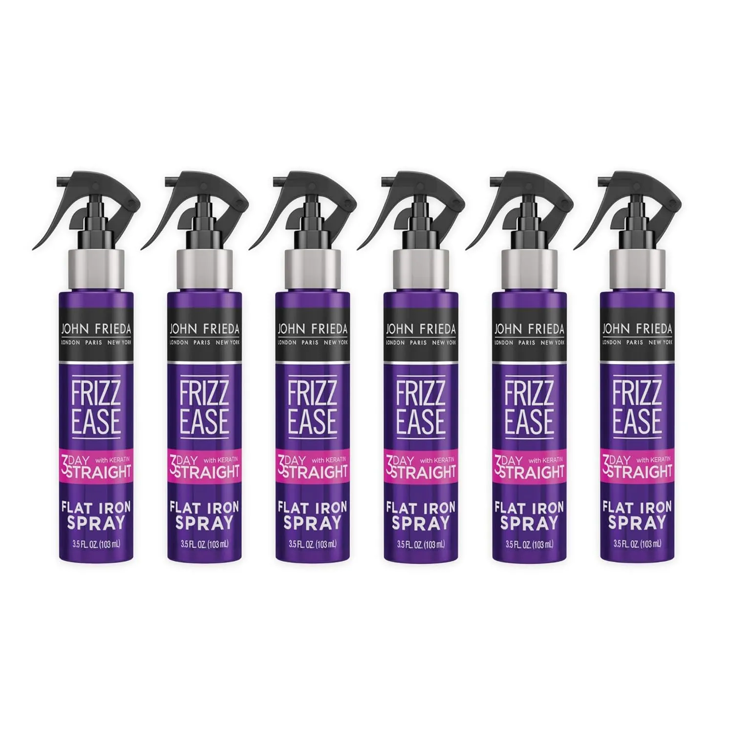 John Frieda Frizz Ease 3-day Flat Iron Spray, Heat-activated Straightening Spray, to Block Out Frizz, with Keratin Protein, 3.5 Ounce (Pack of 6)