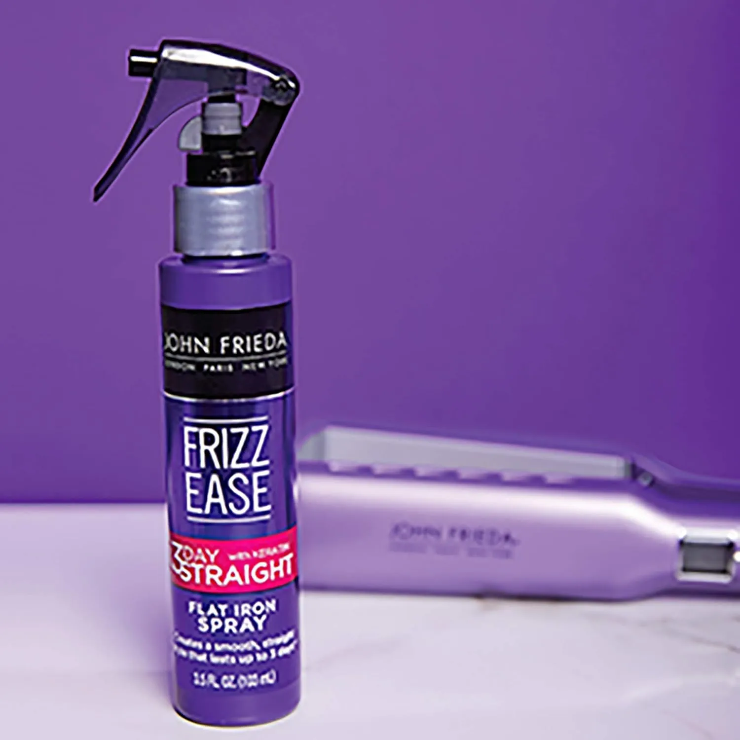 John Frieda Frizz Ease 3-day Flat Iron Spray, Heat-activated Straightening Spray, to Block Out Frizz, with Keratin Protein, 3.5 Ounce (Pack of 6)