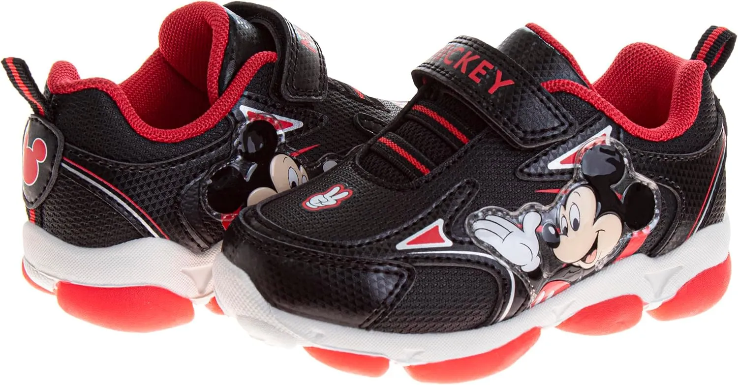 JOSMO Unisex-Child Sneaker to Mickey Mouse Boys Shoes - Slip-On Laceless Light-Up Sneakers (Toddler/Little Kid)