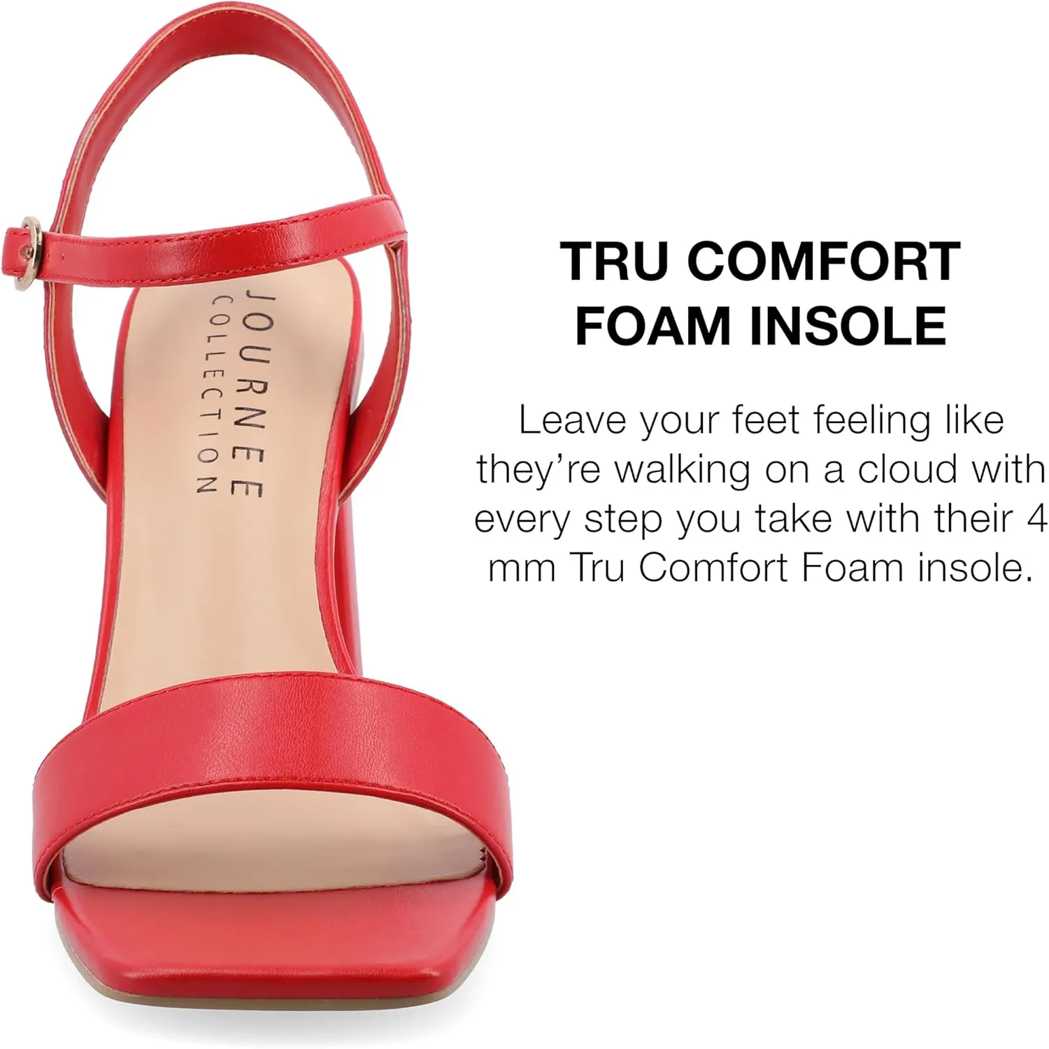 Journee Womens Open Square Toe Band Chunky Block Heel Buckle Ankle Strap Pump Padded Tivona Dress Sandal