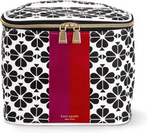 kate spade new york Insulated Lunch Tote, Small Lunch Cooler, Cute Lunch Bag for Women, Floral Thermal Bag with Double Zipper Close and Carrying Handle, Spade Flower Stripe