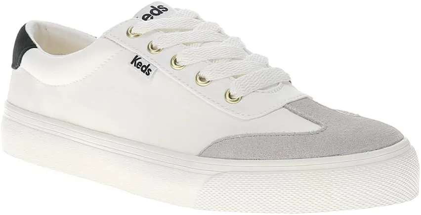 Keds Womens Jump Kick T-Toe Ripstop Suede Lace Up Sneakers Shoes Casual - Grey, White