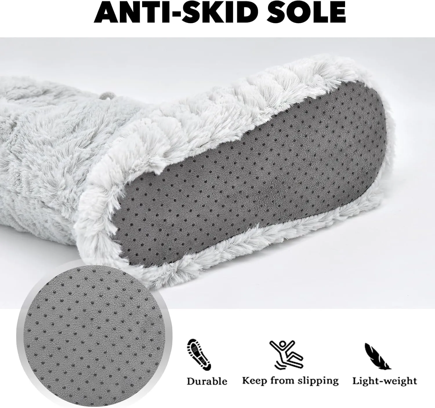 Keyela Womens Slipper Socks With Soles, Fluffy Cozy Soft Non-Skid Bottom Slippers Booties For Ladies, Fuzzy Winter House Slippers