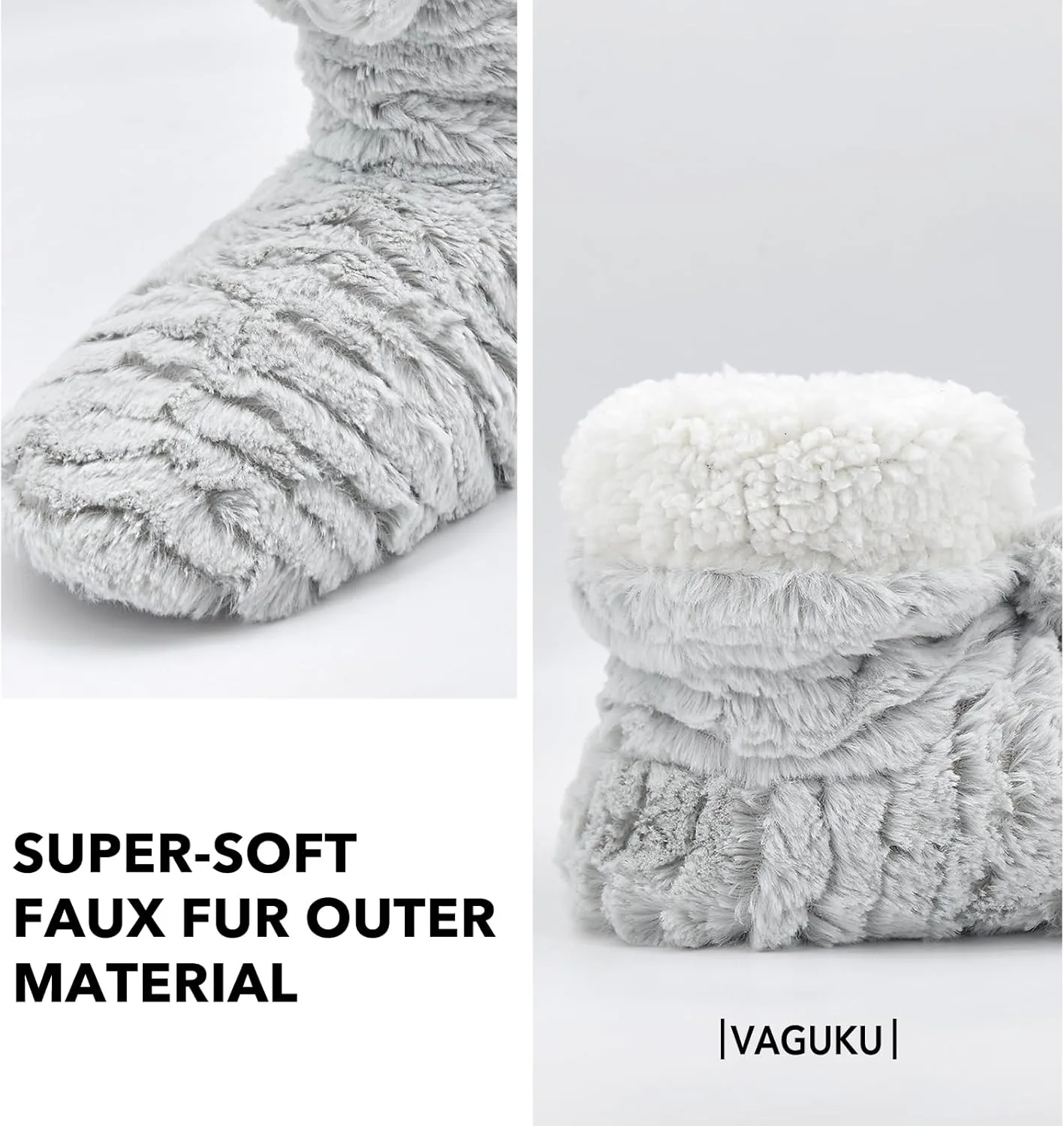 Keyela Womens Slipper Socks With Soles, Fluffy Cozy Soft Non-Skid Bottom Slippers Booties For Ladies, Fuzzy Winter House Slippers