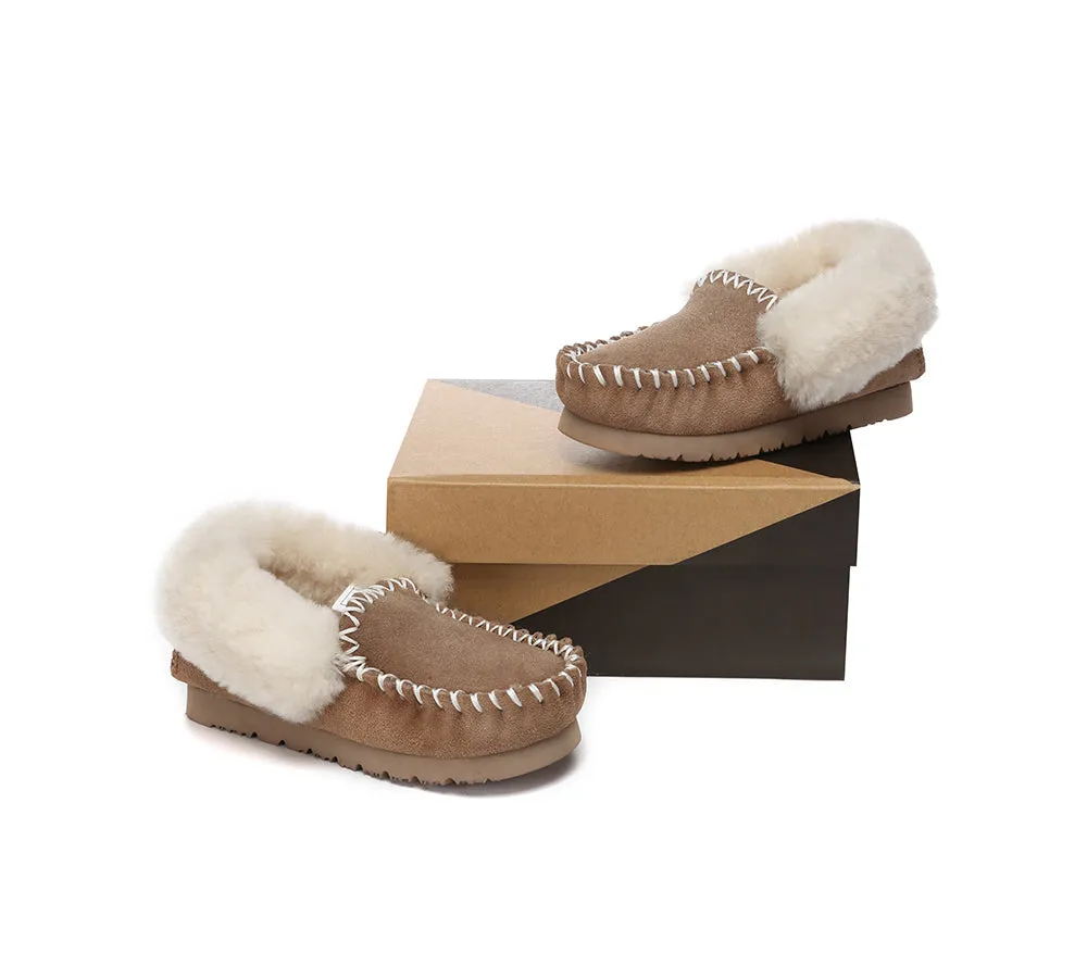 Kids Ankle Sheepskin Slipper Popo Moccasin