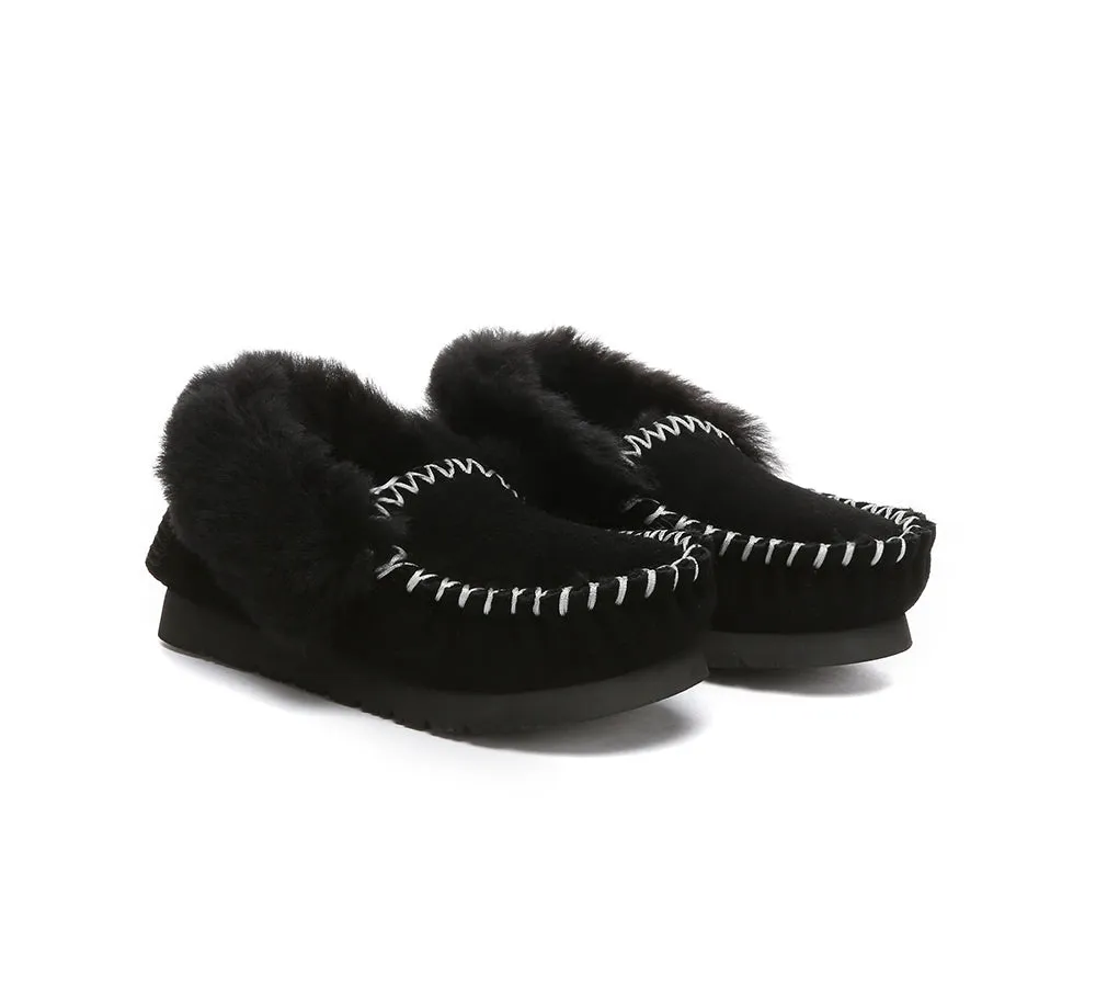 Kids Ankle Sheepskin Slipper Popo Moccasin
