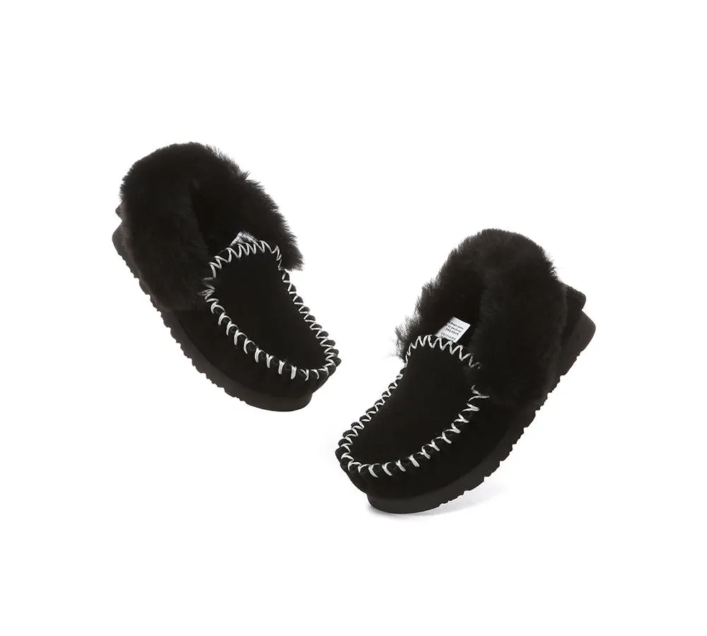 Kids Ankle Sheepskin Slipper Popo Moccasin