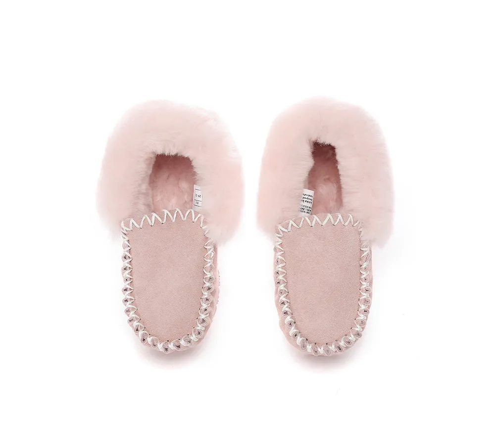 Kids Ankle Sheepskin Slipper Popo Moccasin