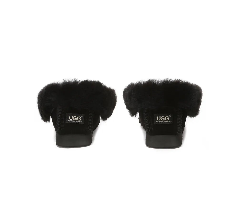 Kids Ankle Sheepskin Slipper Popo Moccasin