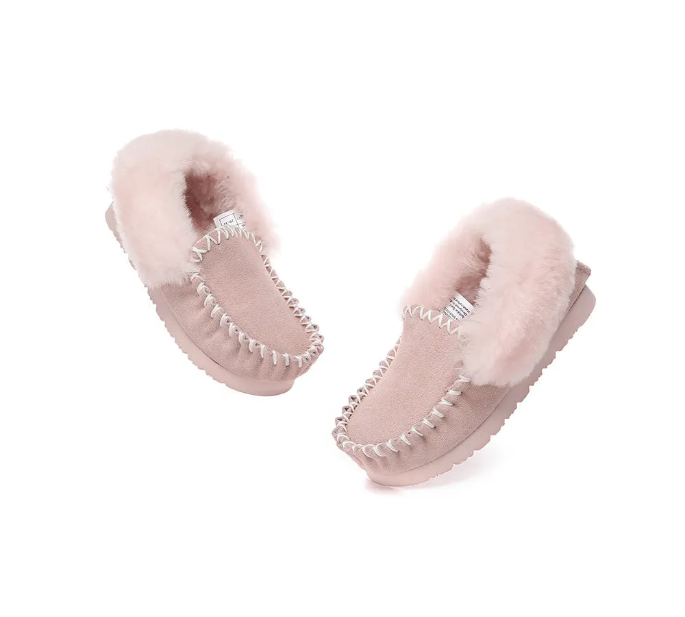 Kids Ankle Sheepskin Slipper Popo Moccasin