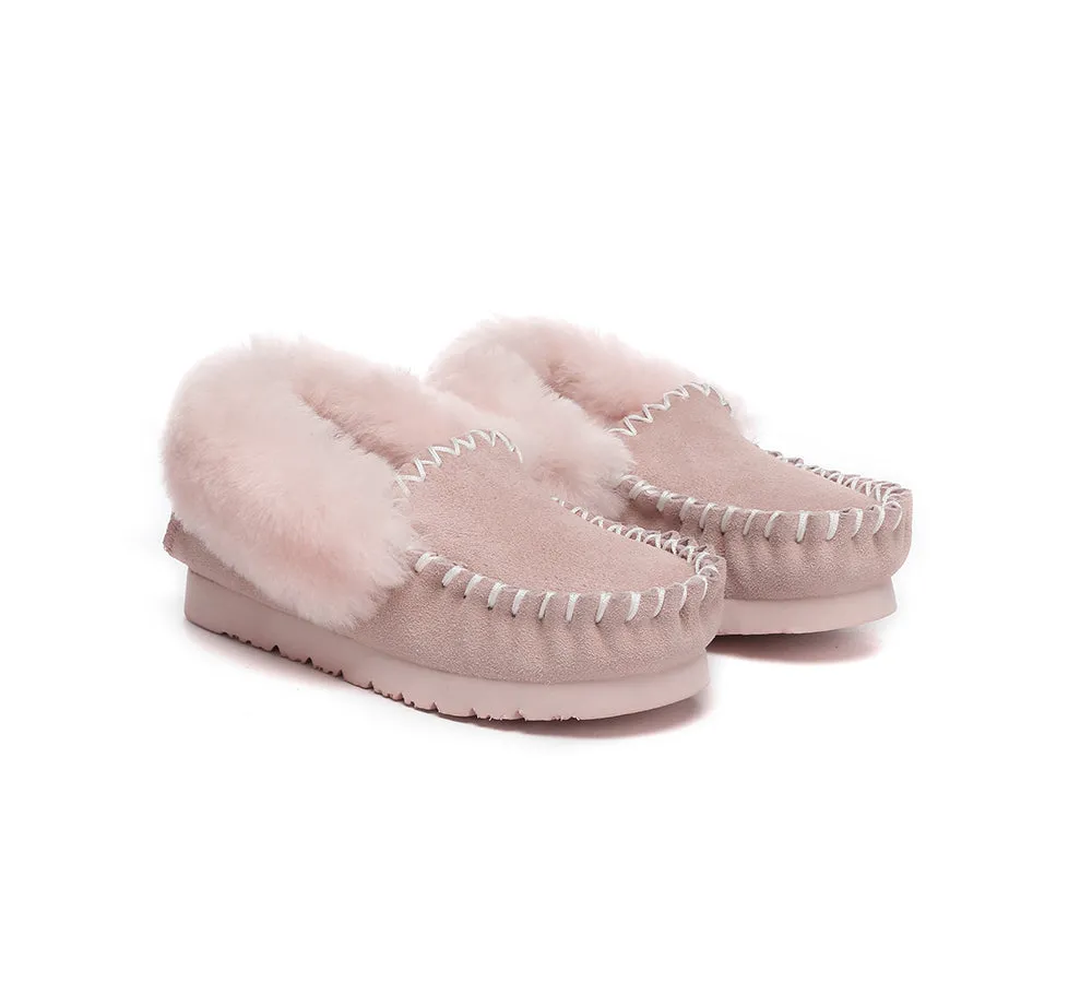 Kids Ankle Sheepskin Slipper Popo Moccasin