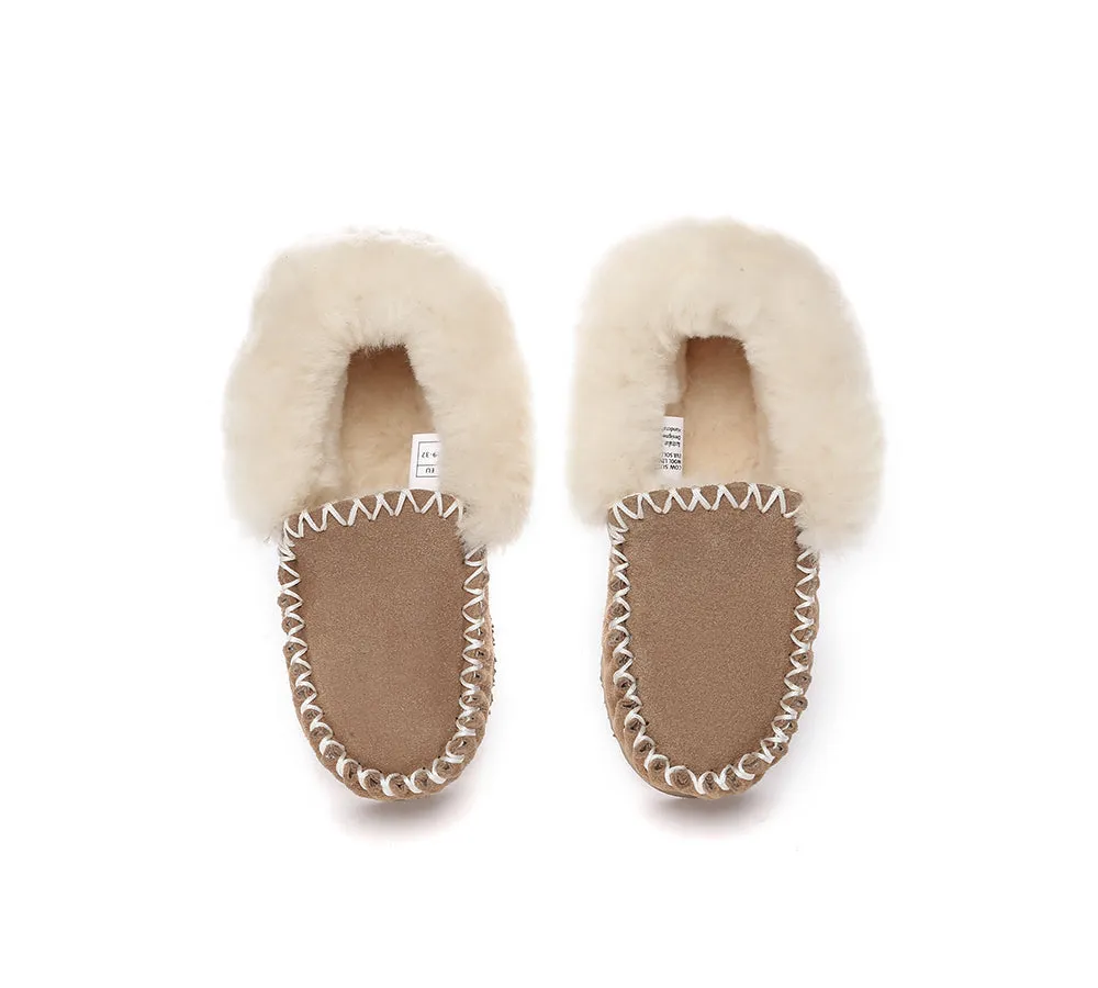 Kids Ankle Sheepskin Slipper Popo Moccasin