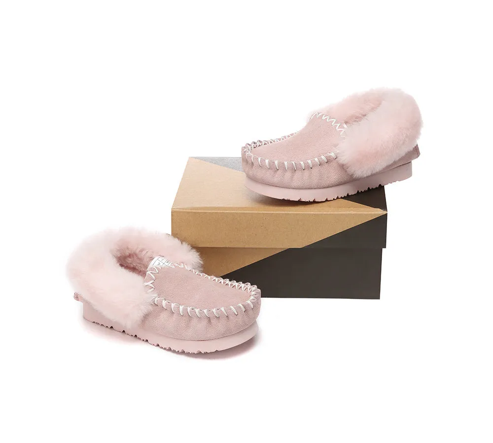Kids Ankle Sheepskin Slipper Popo Moccasin