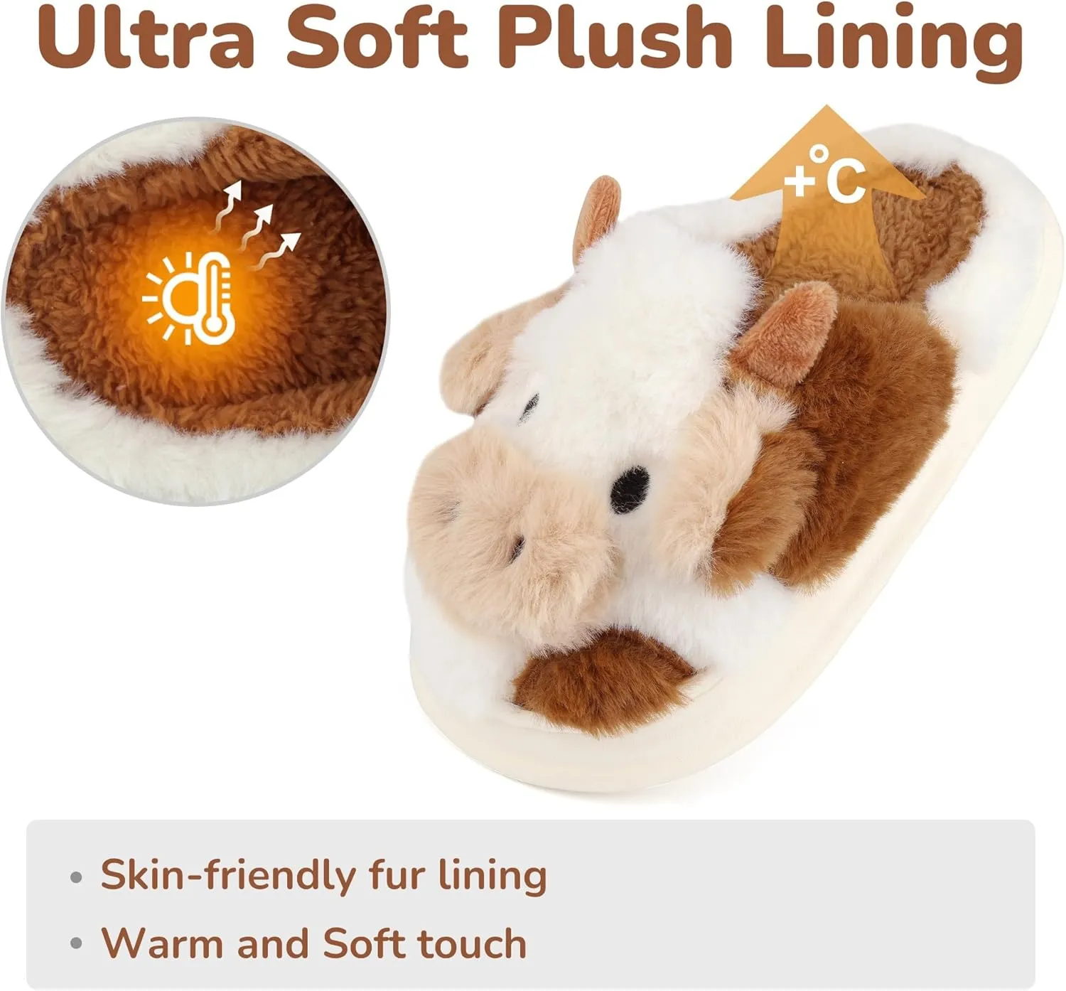 Kids Cow Slippers - Toddler Slippers for Boys & Girls, Cute Animal Design, Indoor/Outdoor Plush, Warm & Fuzzy, Memory Foam Insole