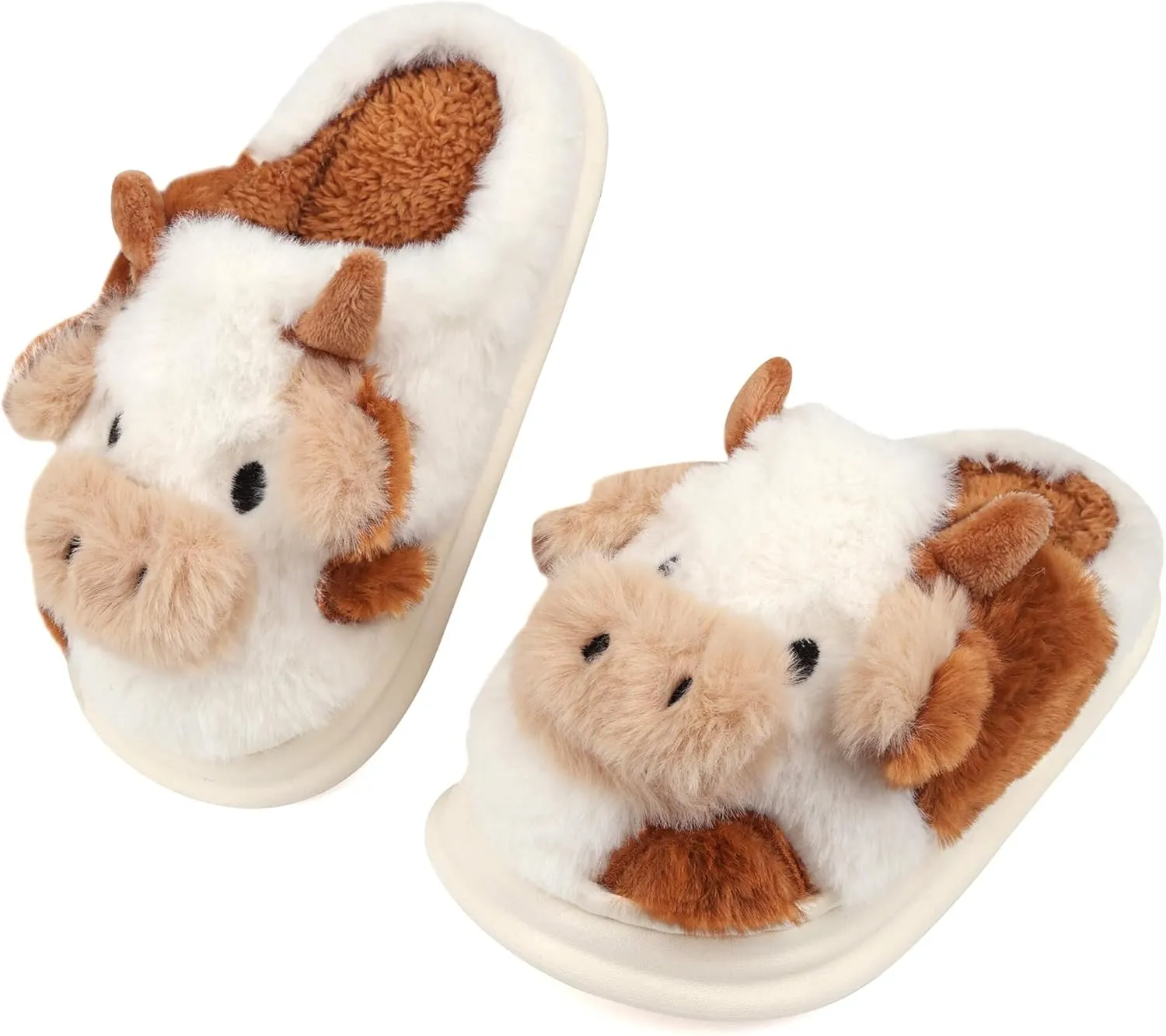 Kids Cow Slippers - Toddler Slippers for Boys & Girls, Cute Animal Design, Indoor/Outdoor Plush, Warm & Fuzzy, Memory Foam Insole