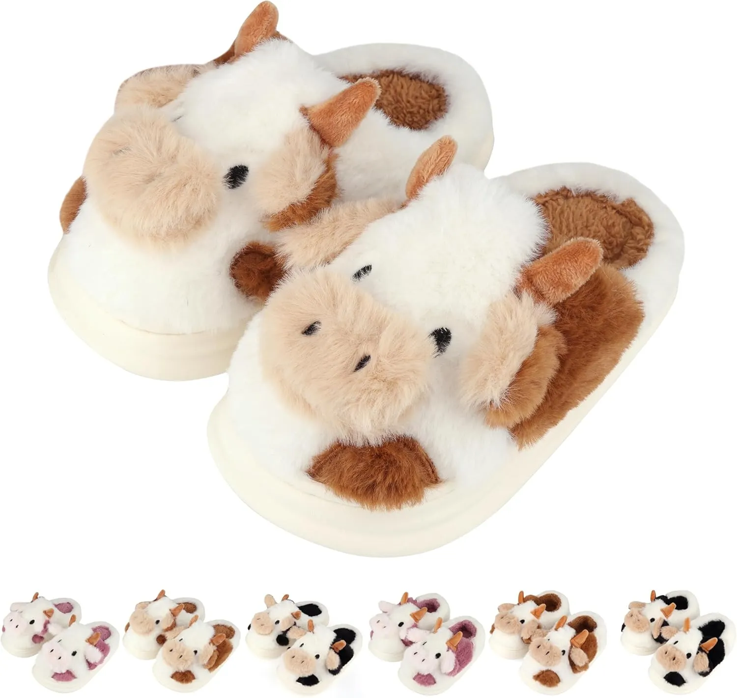Kids Cow Slippers - Toddler Slippers for Boys & Girls, Cute Animal Design, Indoor/Outdoor Plush, Warm & Fuzzy, Memory Foam Insole