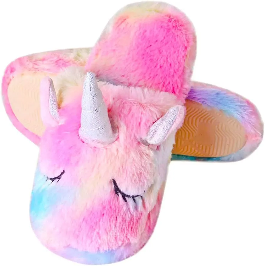 Kids Fuzzy Warm Soft Boot Slipper Non-Slip House Shoes Outdoor Indoor Winter Knitted Cozy Warm Girls Boys Slipper