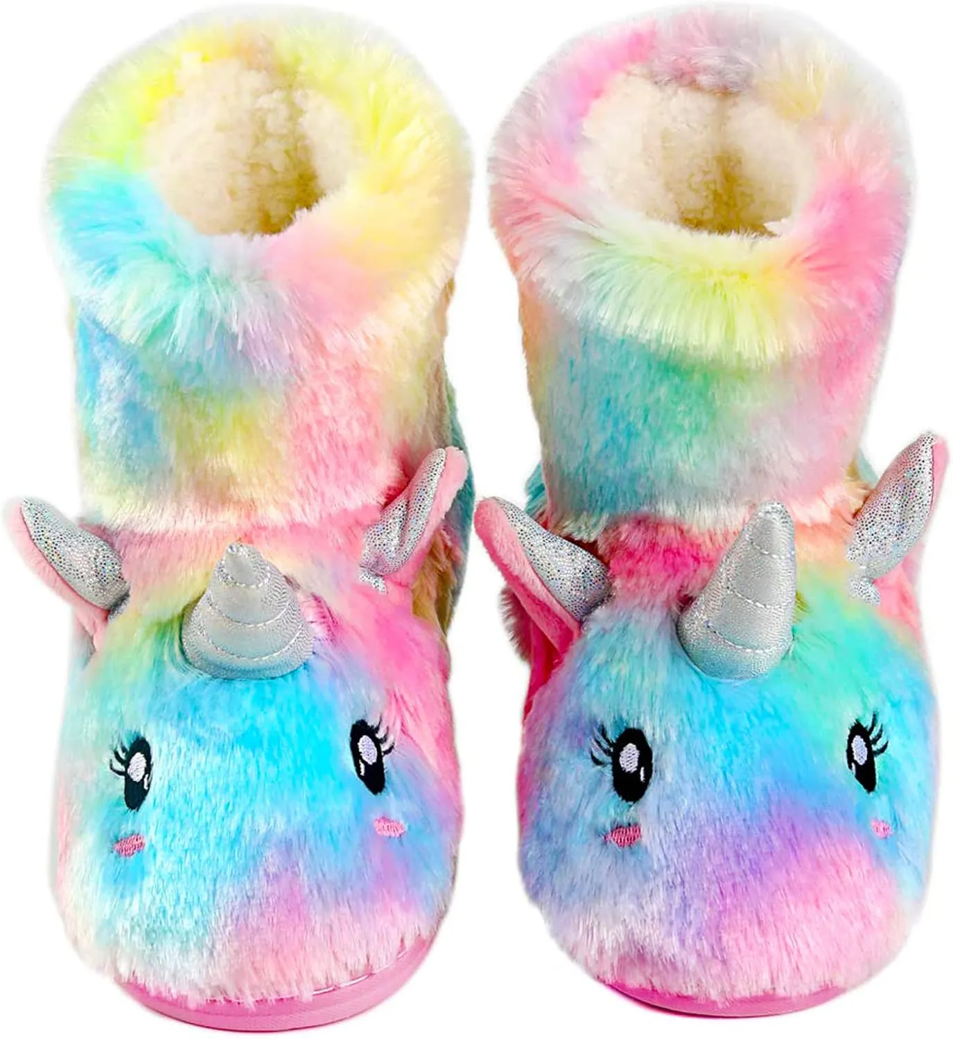 Kids Fuzzy Warm Soft Boot Slipper Non-Slip House Shoes Outdoor Indoor Winter Knitted Cozy Warm Girls Boys Slipper