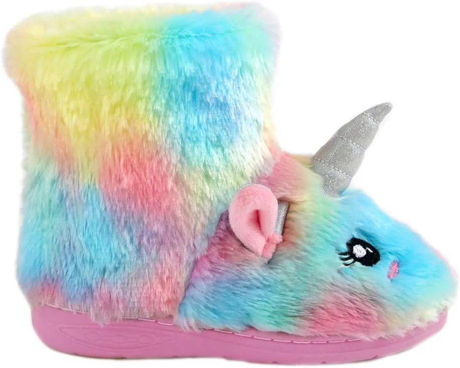 Kids Fuzzy Warm Soft Boot Slipper Non-Slip House Shoes Outdoor Indoor Winter Knitted Cozy Warm Girls Boys Slipper