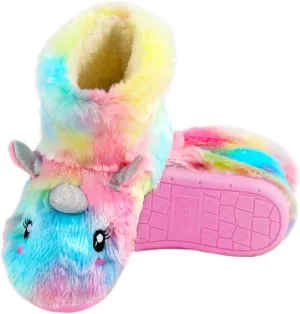 Kids Fuzzy Warm Soft Boot Slipper Non-Slip House Shoes Outdoor Indoor Winter Knitted Cozy Warm Girls Boys Slipper