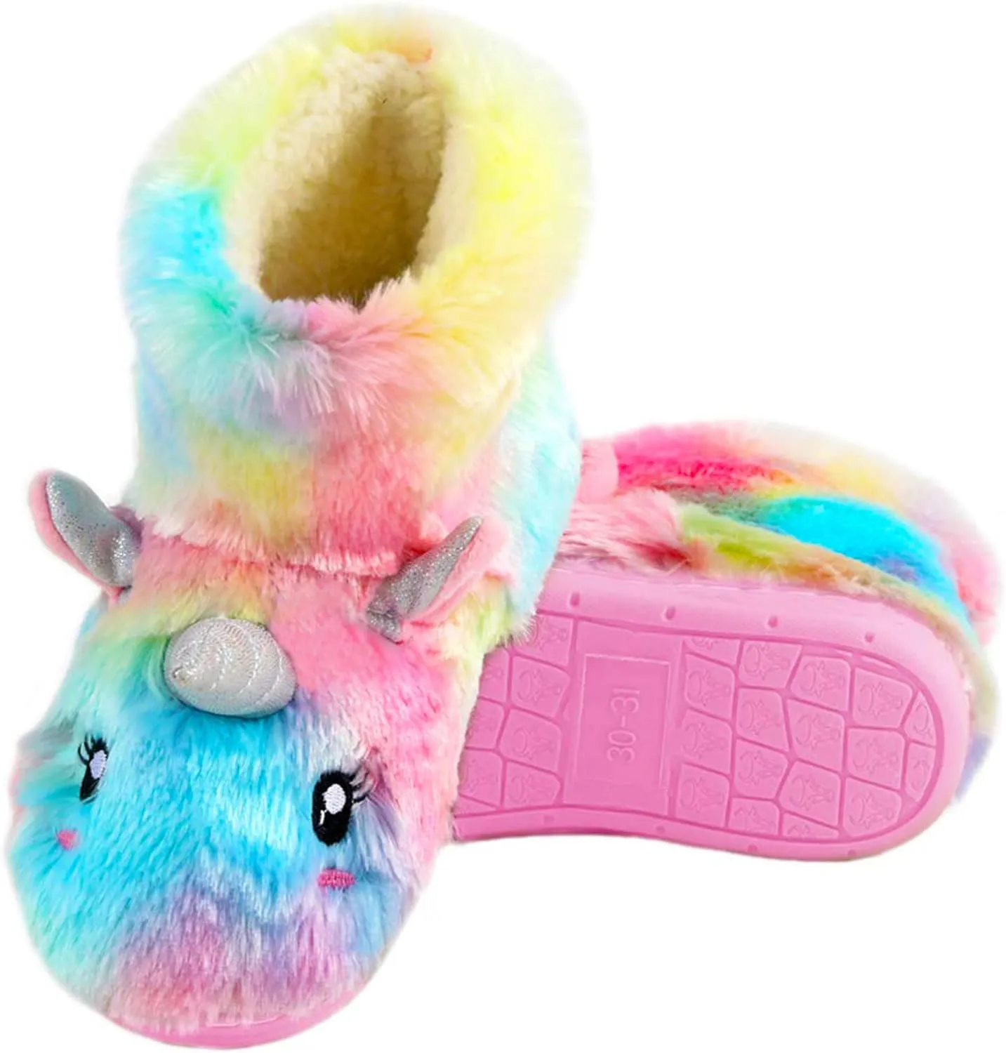 Kids Fuzzy Warm Soft Boot Slipper Non-Slip House Shoes Outdoor Indoor Winter Knitted Cozy Warm Girls Boys Slipper