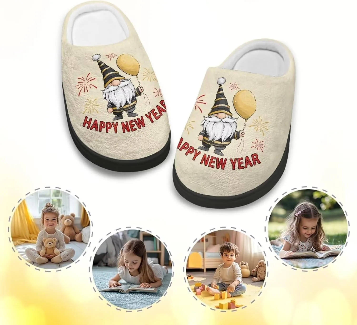 Kids Plush Slippers for Kids Anti-slip House Slippers Cozy Bedroom Slippers Winter House Shoes