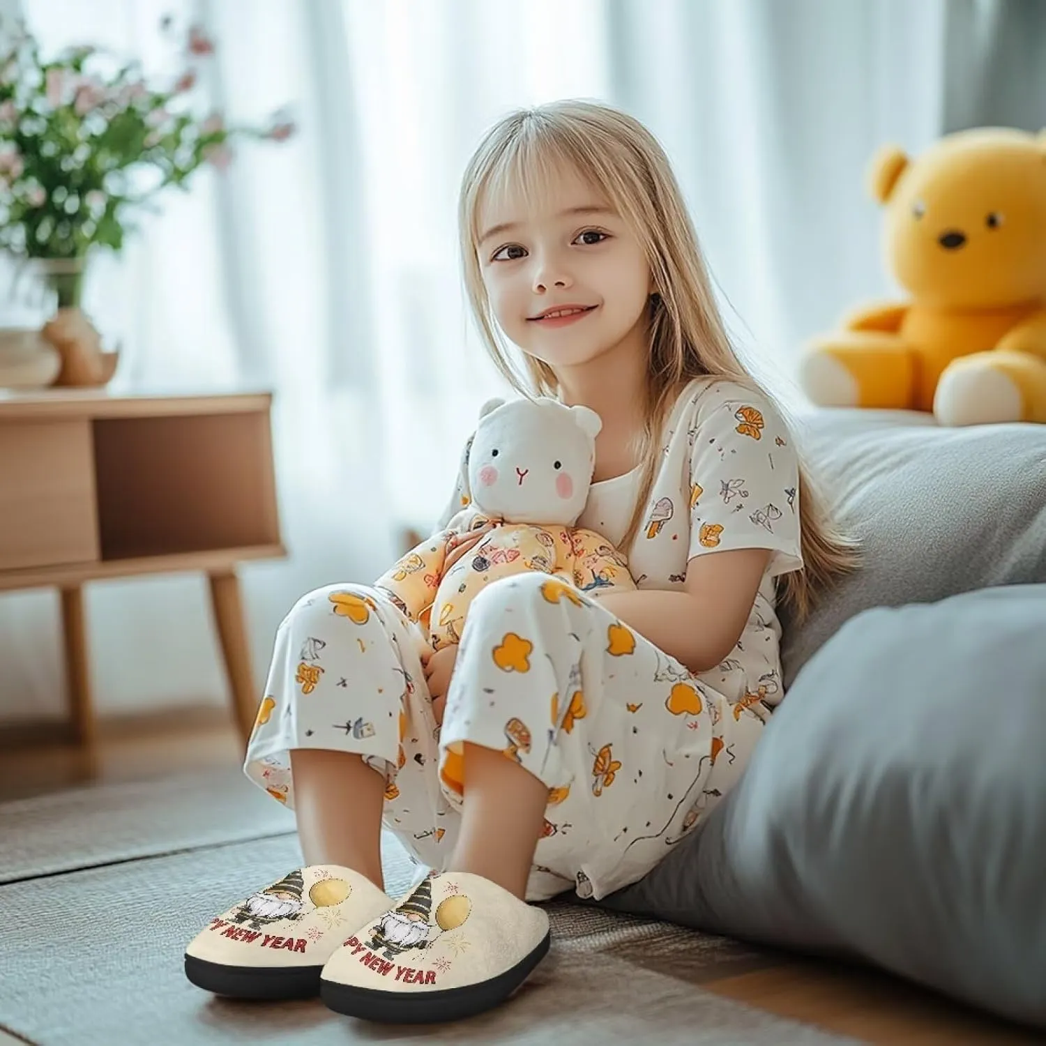 Kids Plush Slippers for Kids Anti-slip House Slippers Cozy Bedroom Slippers Winter House Shoes