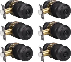 KNOBWELL 6 Pack Oil Rubbed Bronze Door Knobs with Privacy Lock, Bedroom & Bathroom Use