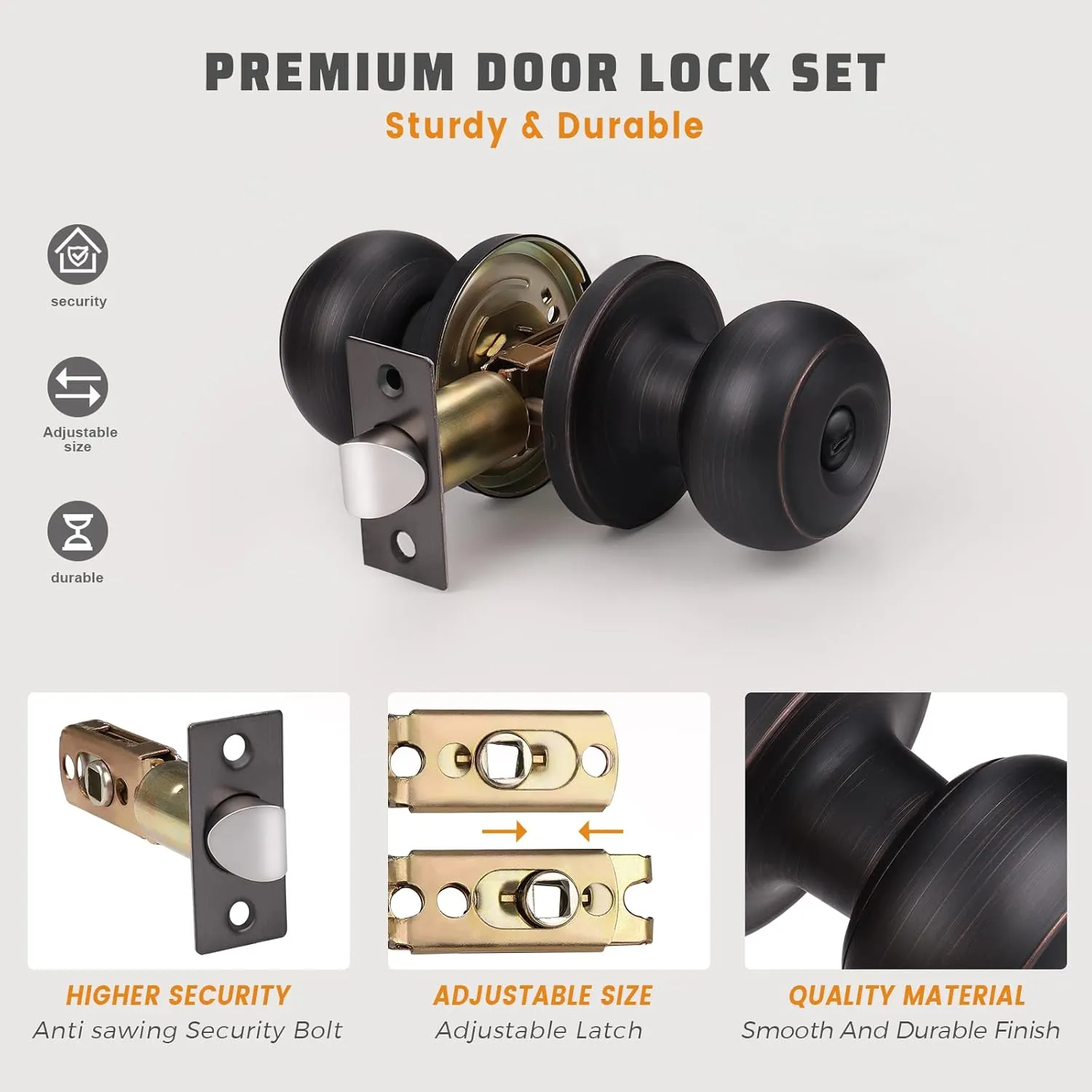 KNOBWELL 6 Pack Oil Rubbed Bronze Door Knobs with Privacy Lock, Bedroom & Bathroom Use