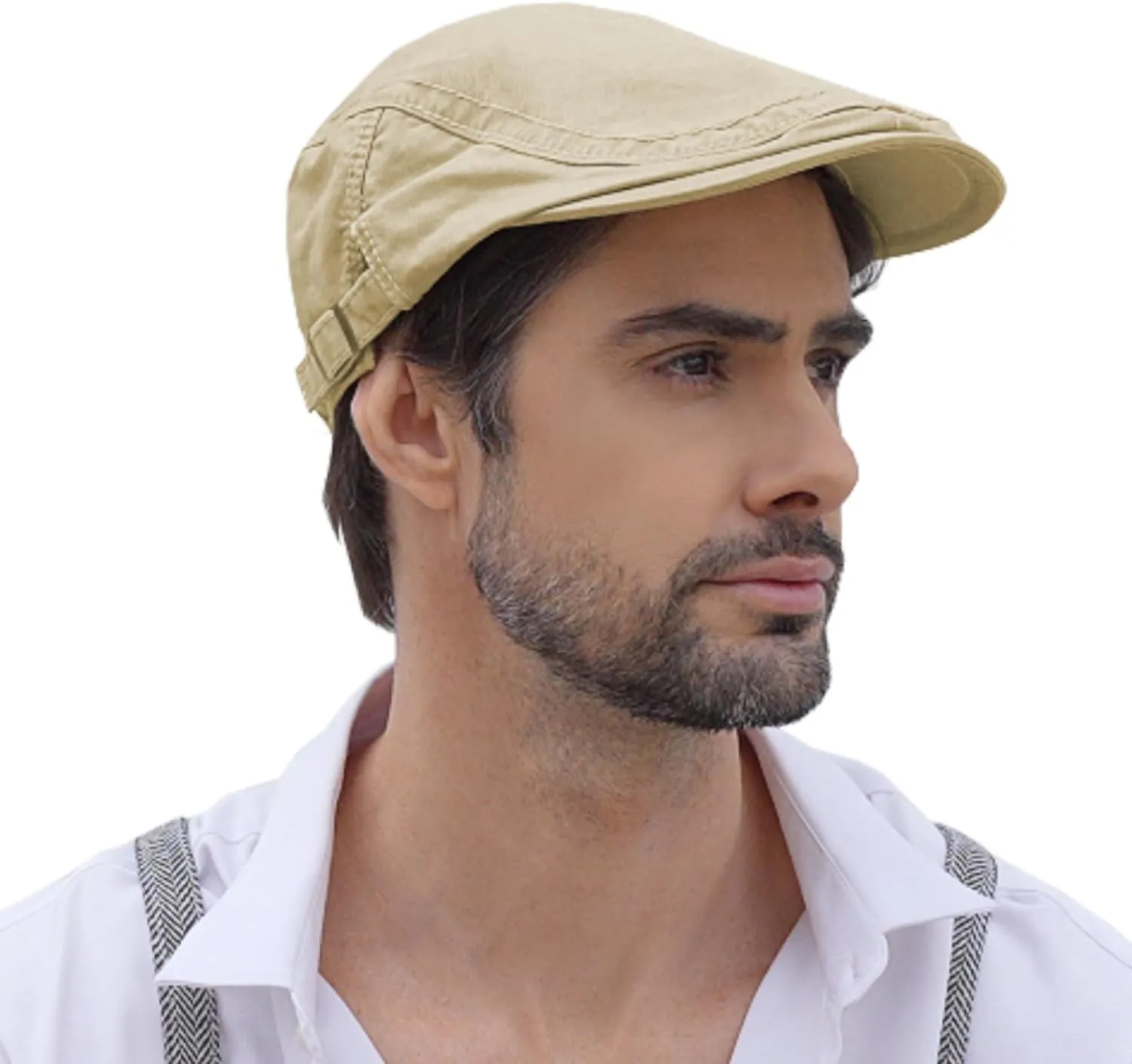 KUJUHA Flat Cap for Men Cotton Flat Irish Cabbie Ivy Gatsby Newsboy Driving Hat Hunting Cap