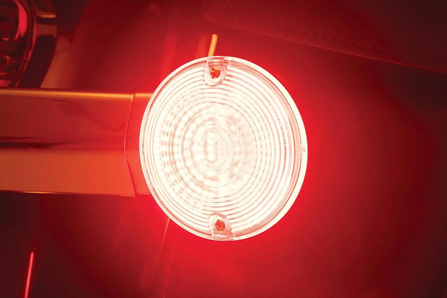 Kuryakyn 2940 Motorcycle Lighting Accessory: LuminEZ LED Rear Turn Signal Inserts for Harley Davidson Motorcycles, Red, 3-1/4" Flat, 1 Pair