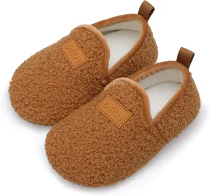 L-RUN Toddler Boys Girls House Slippers Indoor Home Shoes Warm Slipper Socks for Kids Baby Soft Winter Warm Walking Shoes