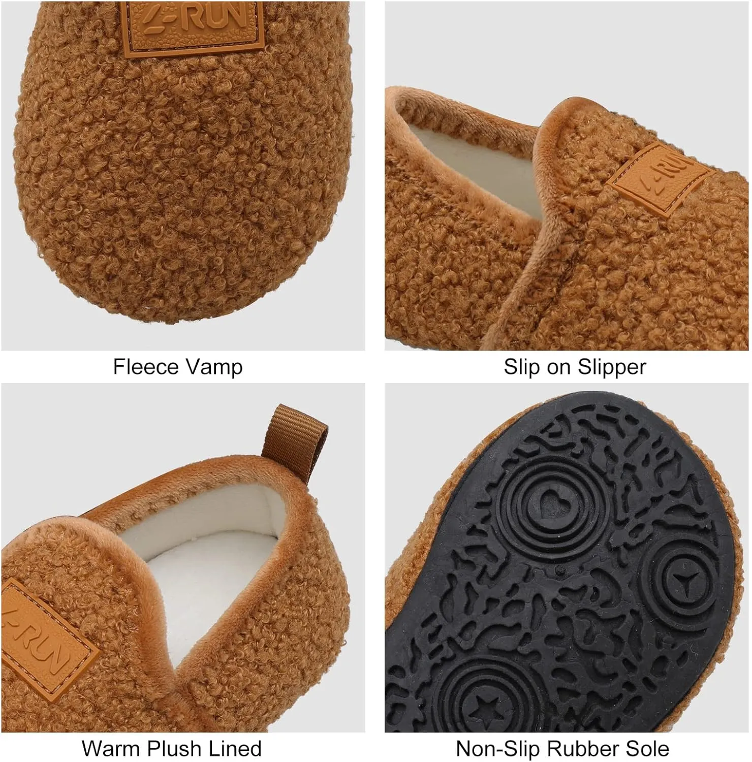 L-RUN Toddler Boys Girls House Slippers Indoor Home Shoes Warm Slipper Socks for Kids Baby Soft Winter Warm Walking Shoes