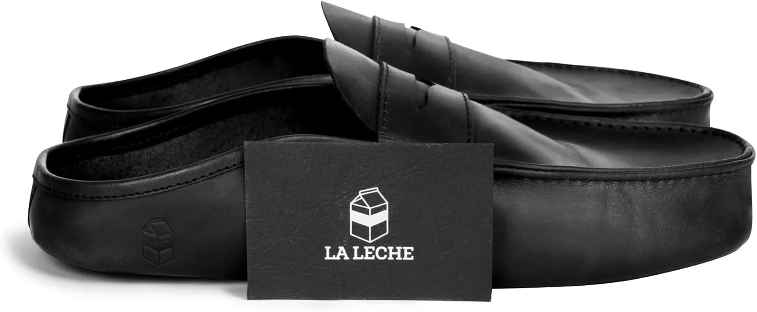 La Leche, Penny Loafer Slippers, Slip-On Indoor Scuffs, Shoes for Home, Full Grain Leather & Memory Foam, Handmade
