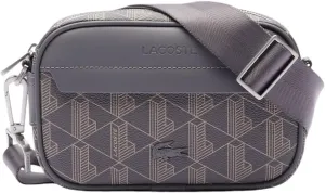 Lacoste Mens The Blend Small Monogram Crossbody Bag, Monogram Brown, One Size