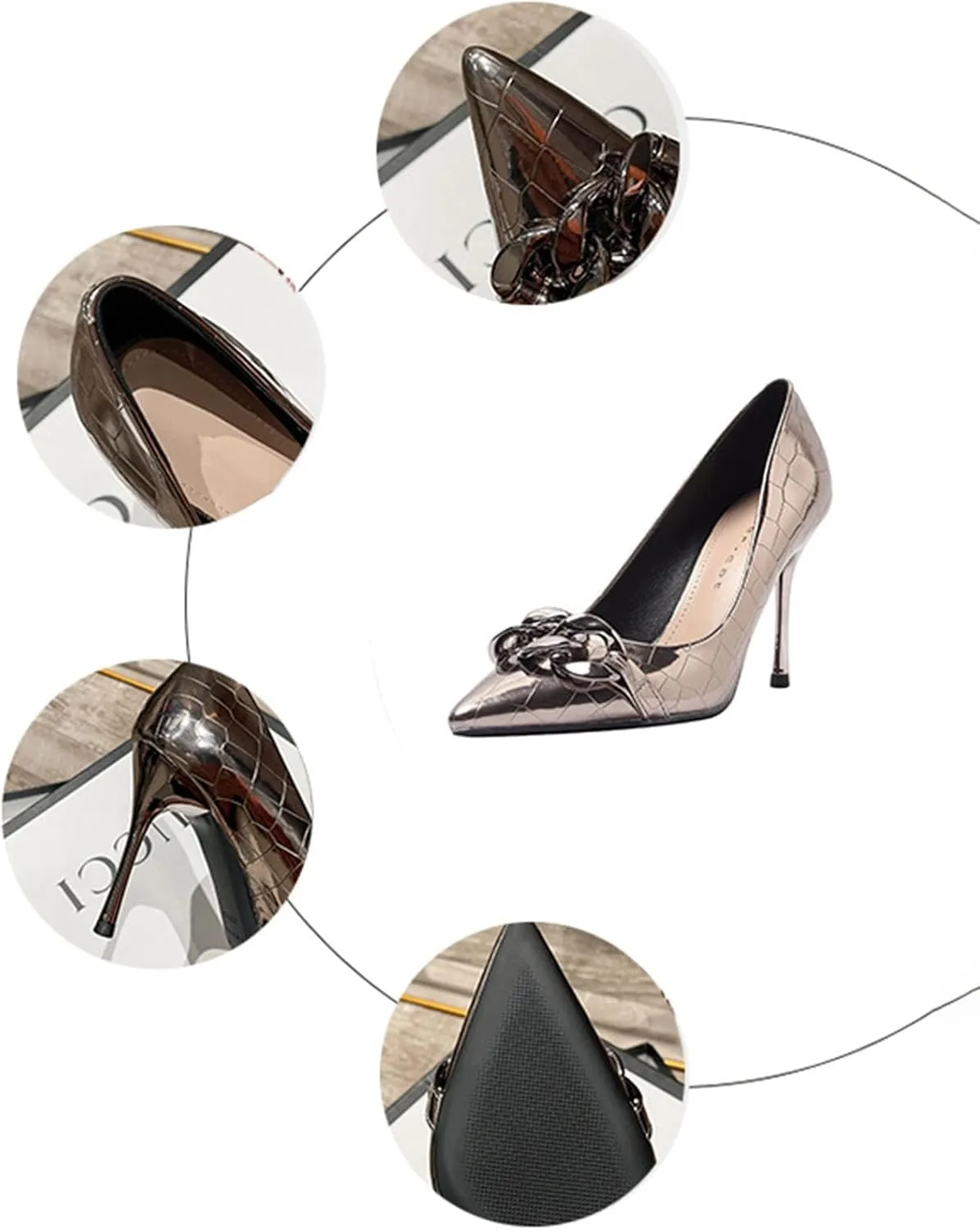 Lacquer Leather Mirror High Heels Women's Slim Heels Spring New French Pointed Shallow Mouth Single Shoes