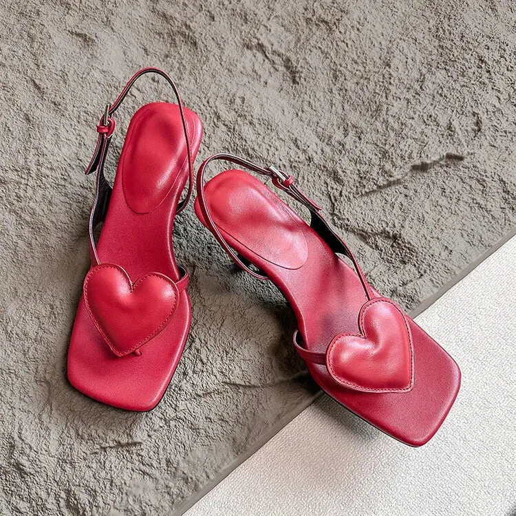 LBSFY  -  Love Clip Toe Slipper 5cm Slim Heel Leopard Print Suede Sandals Red Leather Square Open Toe Slipper 33-40 Beach Vacation Sandals