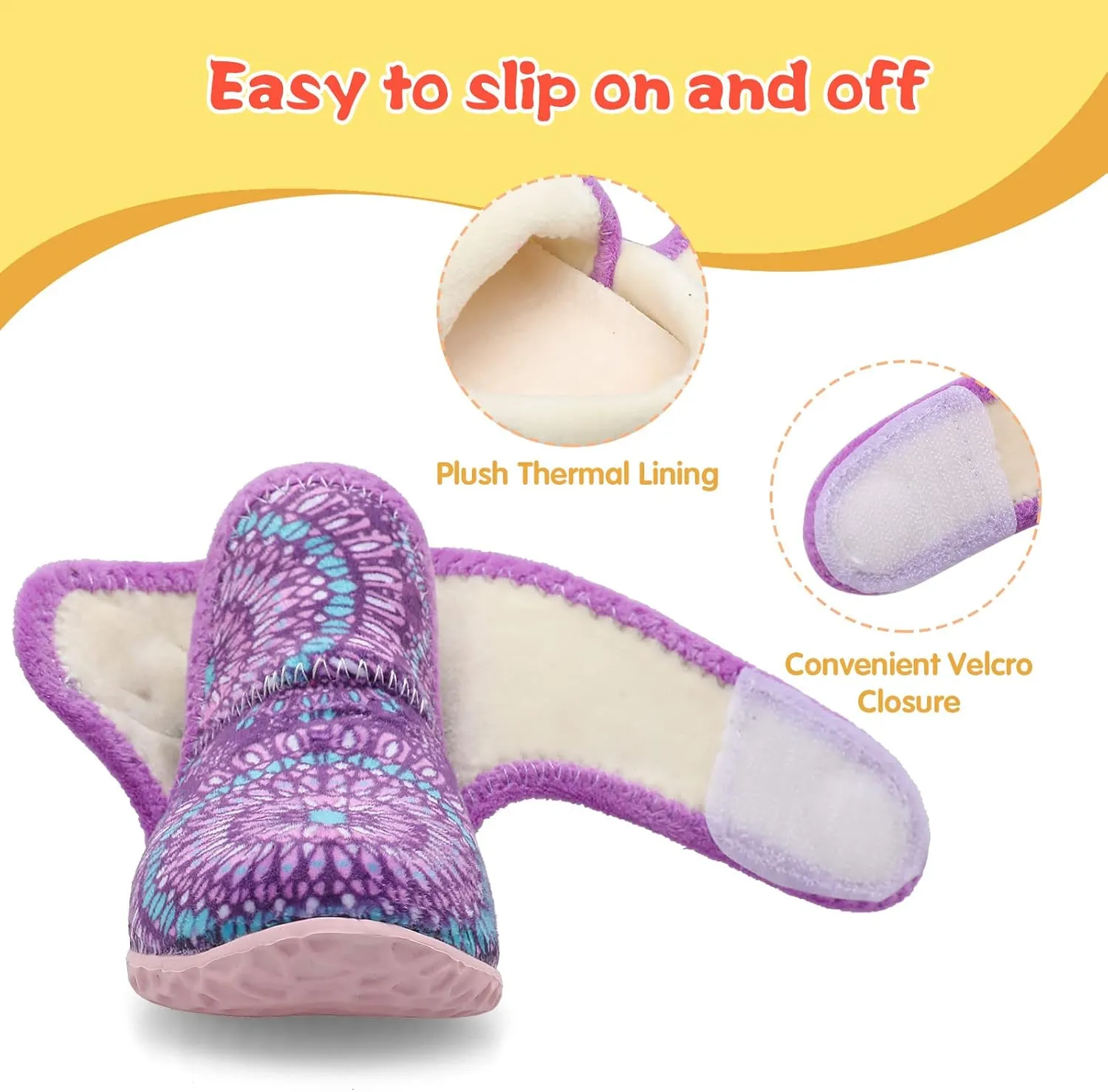 LeIsfIt Toddler Slippers Boys Girls House Slippers Kids Winter Boots Warm Lightweight House Shoes with Non-Slip Sole