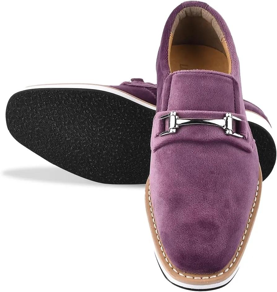 LIBERTYZENO Boys Velvet Kids Buckle Slip On Dress Loafer Shoes for Easter Gift