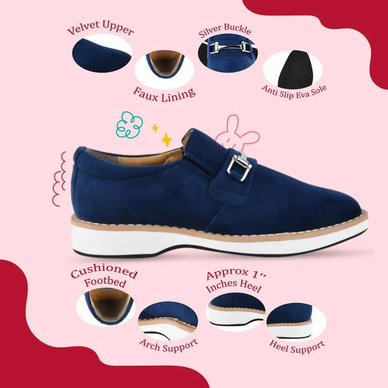 LIBERTYZENO Boys Velvet Kids Buckle Slip On Dress Loafer Shoes for Prom Graduation