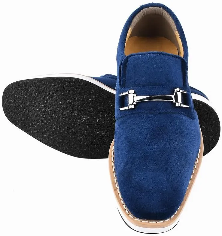 LIBERTYZENO Boys Velvet Kids Buckle Slip On Dress Loafer Shoes for Prom Graduation