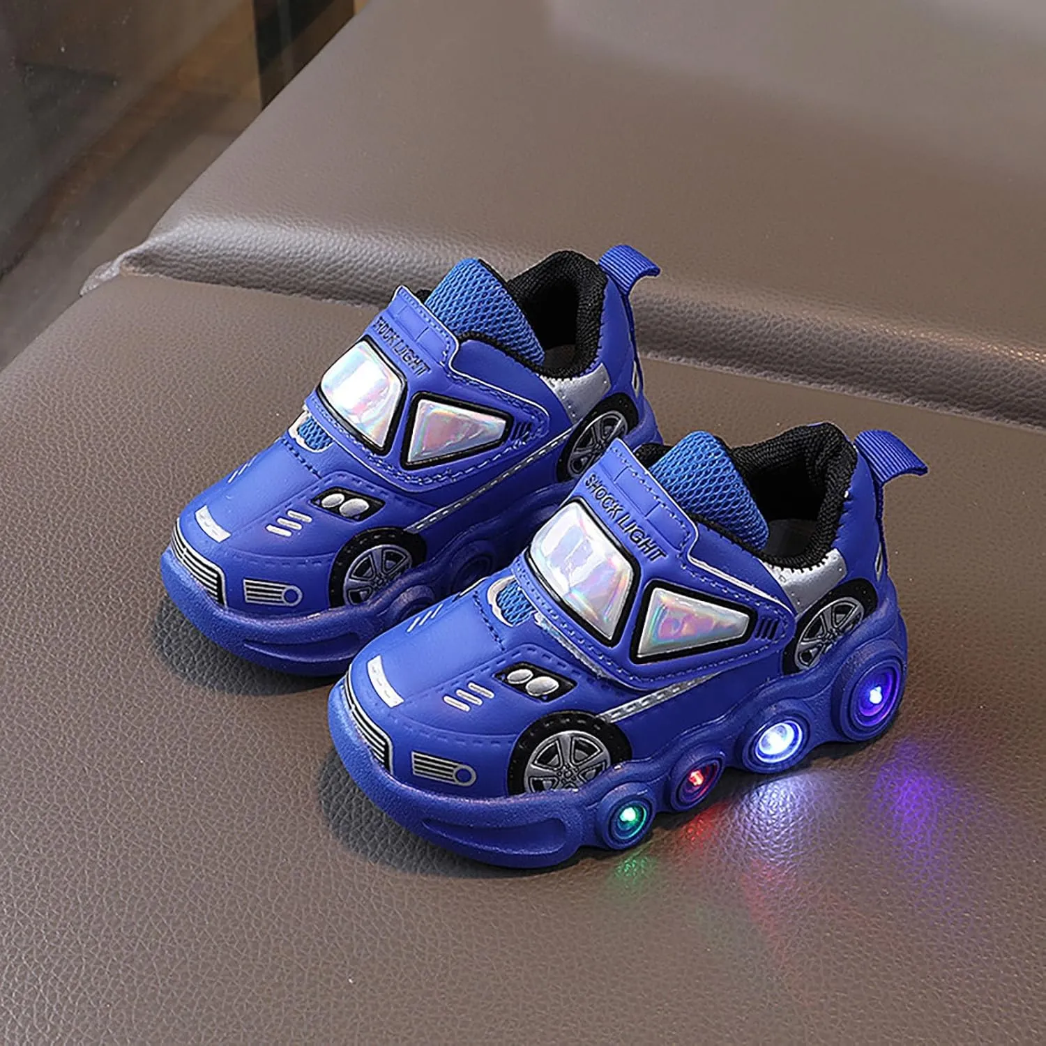 Light Up Toddler Boys Shoes Car Pattern LED Luminous Sport Sneaker, Little Fashion Soft Sole Toddler Athletic Shoe