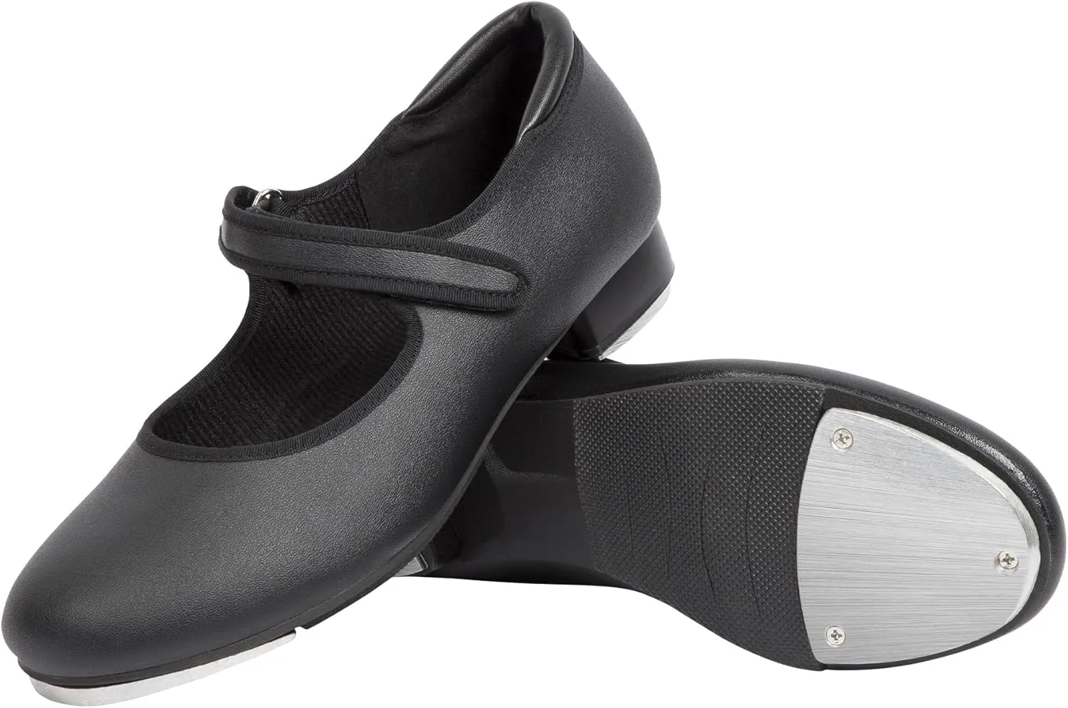 Linodes PU Leather Easy Strap Tap Shoe Dance Shoes for Women and Men's Mary Jane Dance Flat