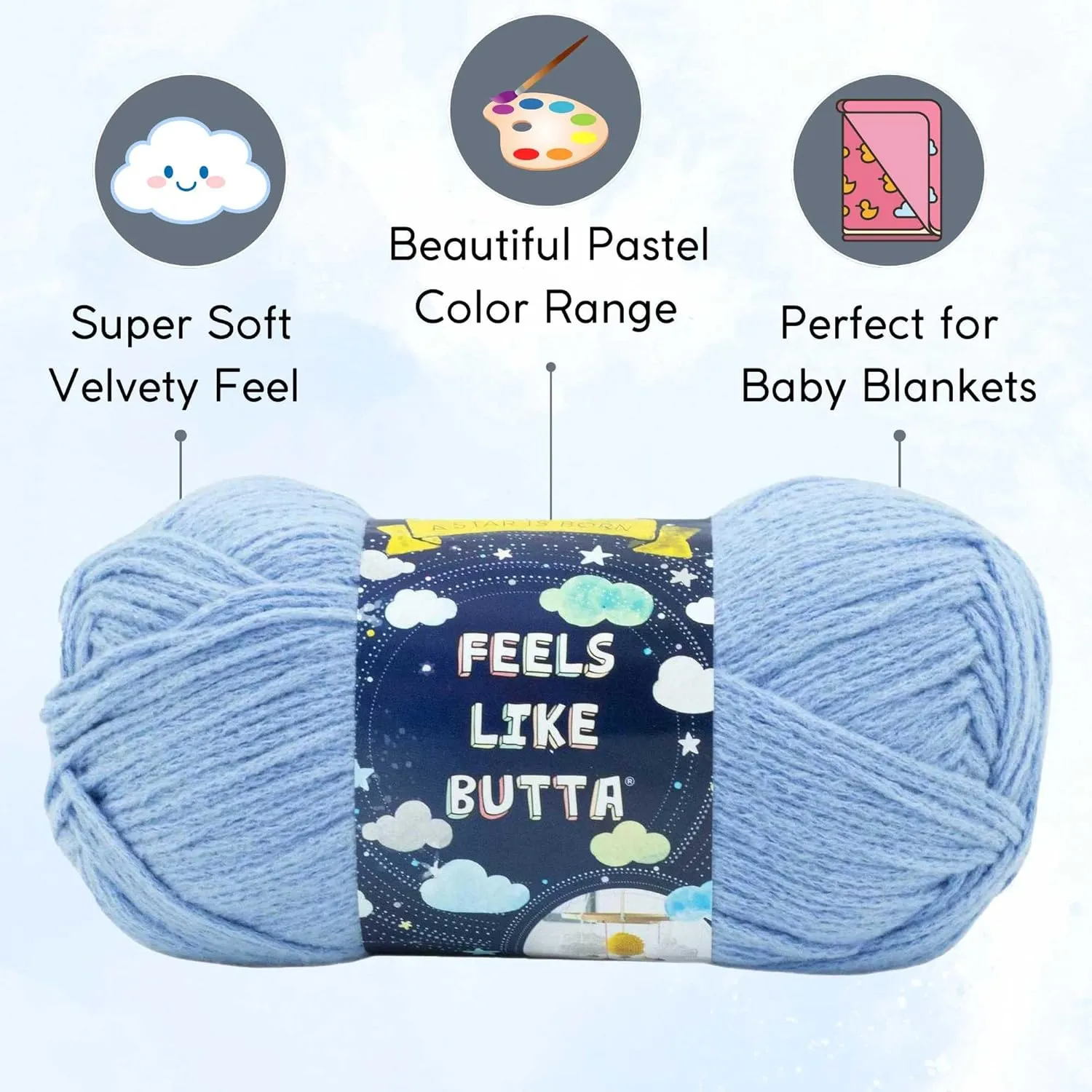 Lion Brand Feels Like Butta Periwinkle 215-145 (3-Skeins - Same Dye Lot) Worsted Medium #4 Polyester Yarn for Crocheting and Knitting with Project Bag
