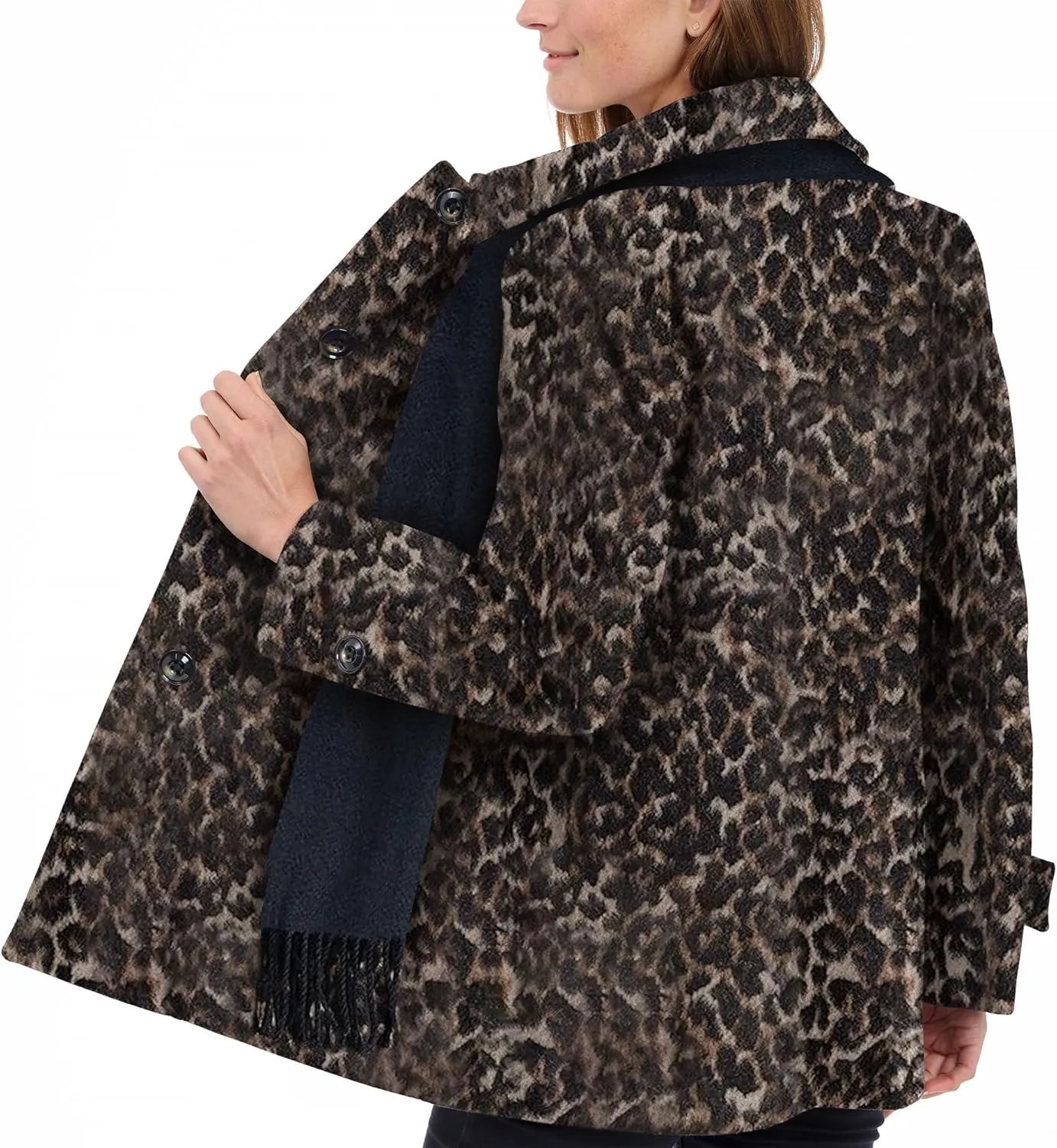LONDON FOG Women's Single-Breasted Wool Coat with Scarf