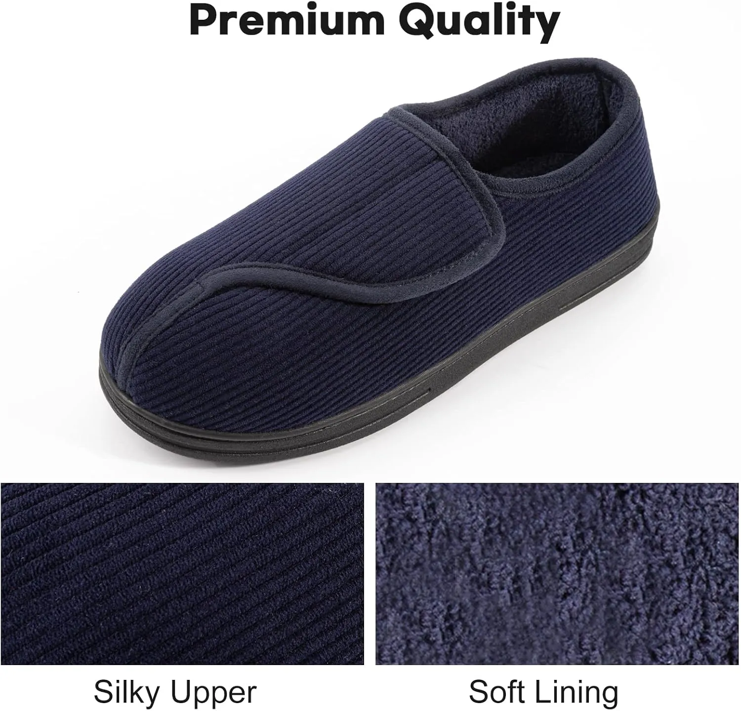 LongBay Men's Memory Foam Diabetic Slippers Comfy Warm Plush Fleece Arthritis Edema Swollen House Shoes